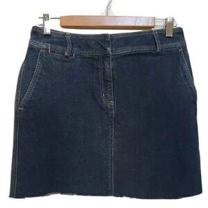 Lands' End Raw Hem Short Dark Wash Denim Skirt Women's Sz 6